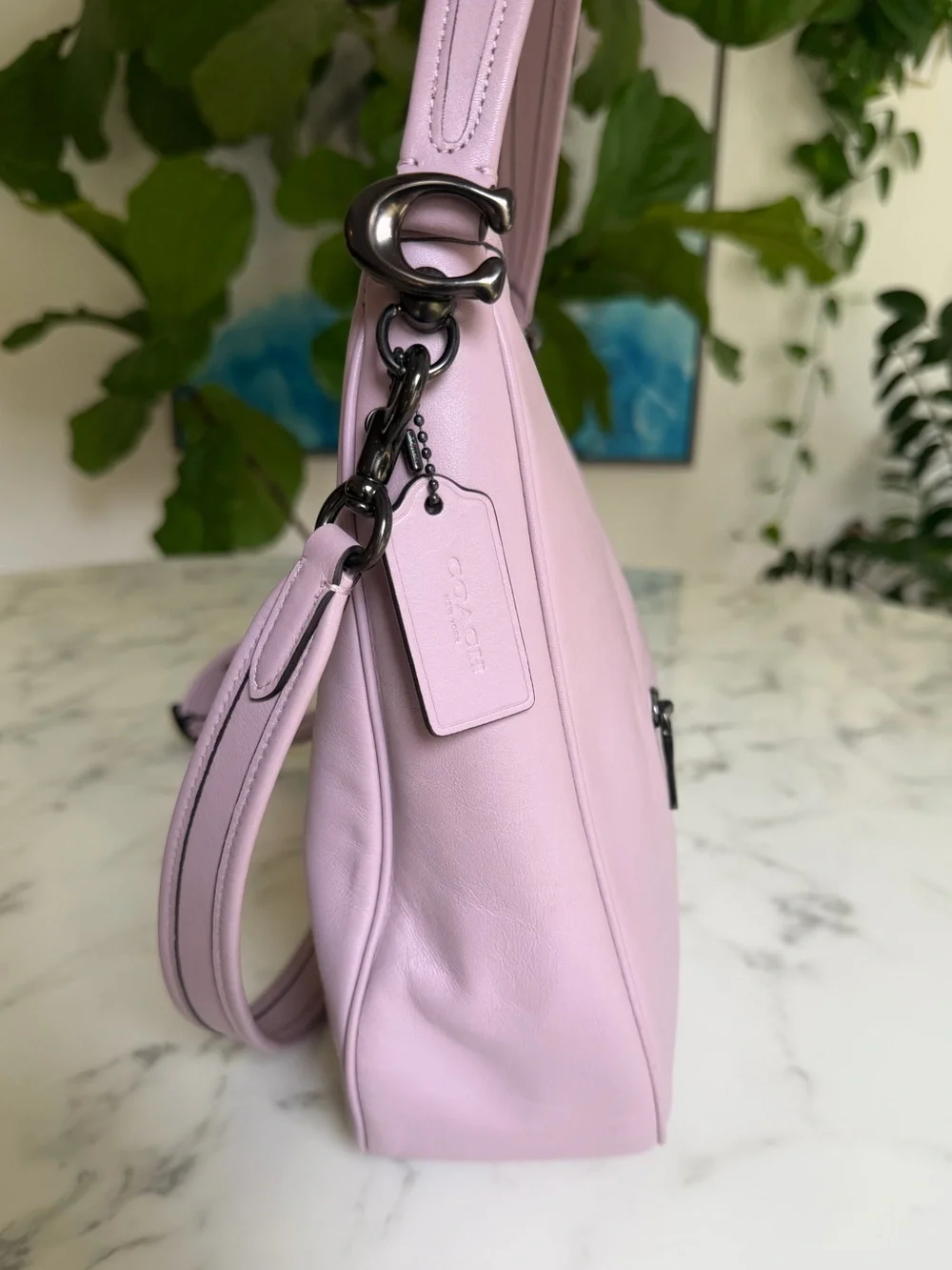 Coach Soft Tabby Hobo Bag Shoulder Crossbody Ice Purple Leather C6340